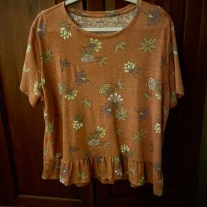 Floral Ruffle Hem Women’s Top